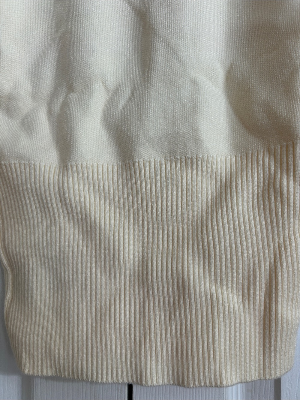 Cream Button-Front Ribbed Waist Knit Top - Picture 14 of 16